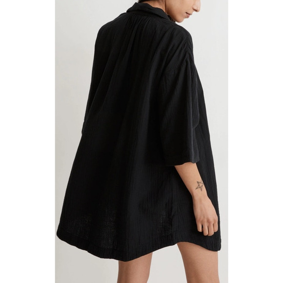 Madewell Lightspun Cover Up 3/4 Sleeve Mini Shirt Dress US Women's M New - Picture 2 of 8